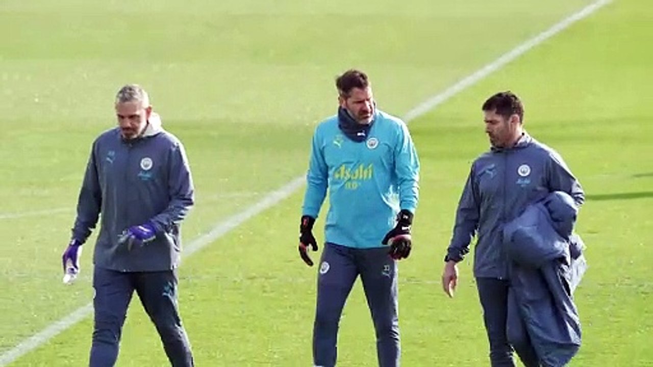 Manchester City train ahead of trip to Madrid as they look to reach UCL last 16