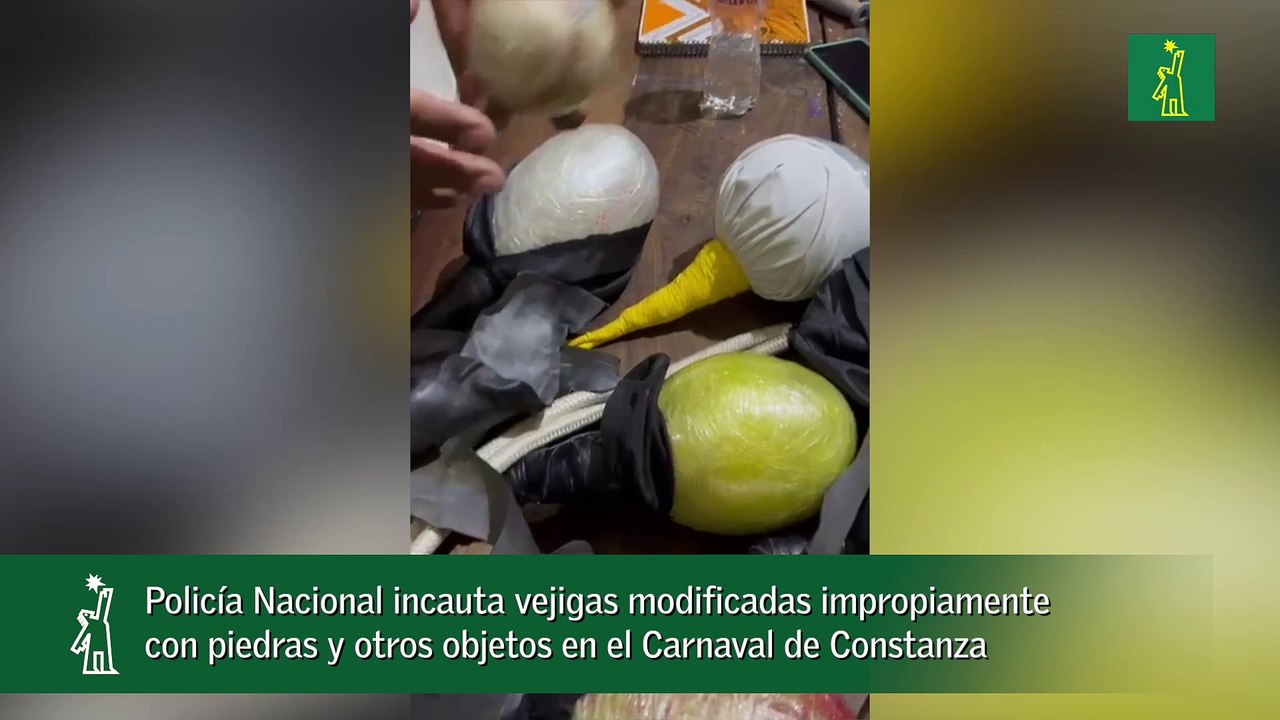Policía Nacional incauta vejigas modificadas impropiamente con piedras y otros objetos en el Carnaval de Constanza