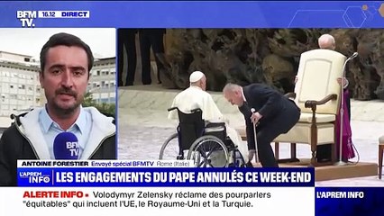 Le Vatican annonce l'annulation des engagements du pape prévus ce week-end