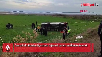 Denizli'de öğrenci servisi devrildi! Çok sayıda yaralı var