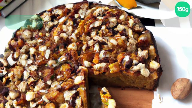 Gateau courge, pomme, noisettes