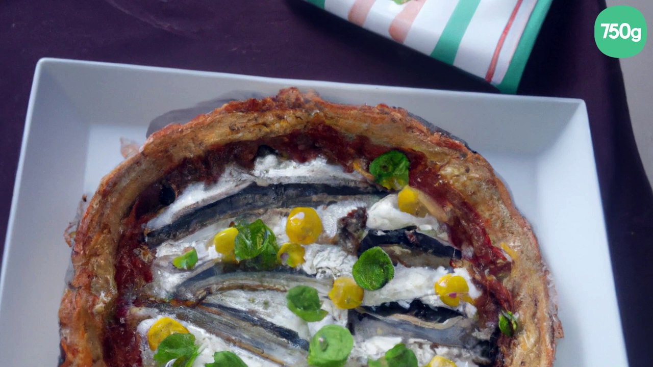 Tarte fine aux sardines, ricotta et légumes du soleil