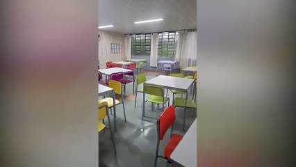 Escolas acabam alagadas após chuva em Curitiba