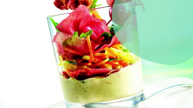 Verrine de carpaccio de Bœuf aux légumes croquants