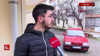 Ankara'da park halindeki otomobil yokuş yukarı hareket edip başka araca çarptı
