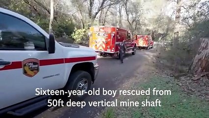 Teenager rescued from 50ft deep abandoned mine shaft after climbing rope broke
