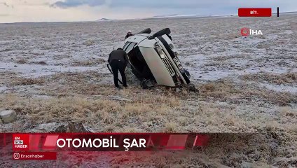 Biltis'te otomobil şarampole yuvarlandı