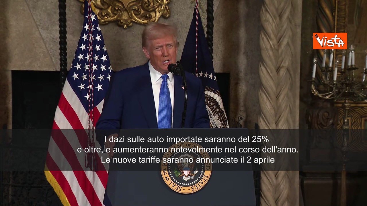 Trump: "Dazi sulle auto straniere intorno al 25%.  Saranno annunciati il 2 aprile"