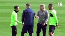 Las risas de Pellegrini en el entrenamiento