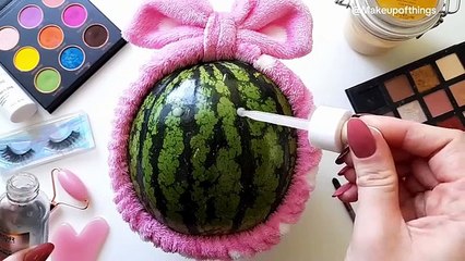 ASMR Makeup on Watermelon🍉 (No talking)