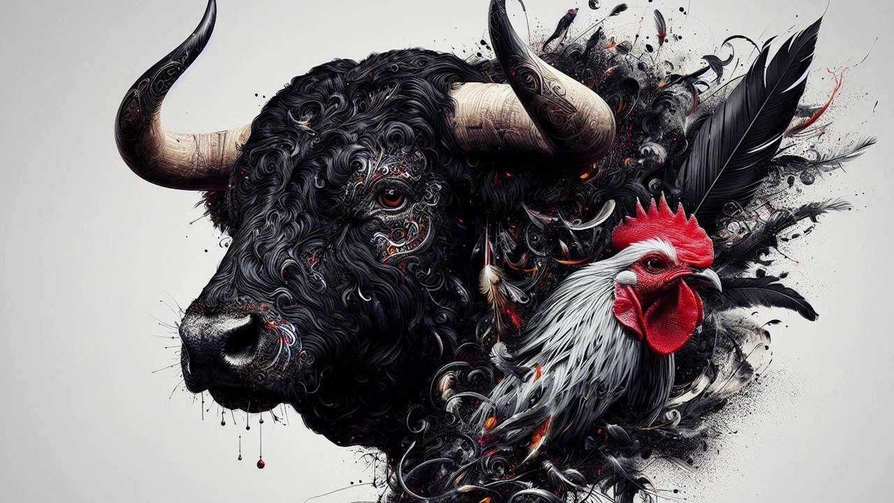 Amistad entre un gallo y un toro