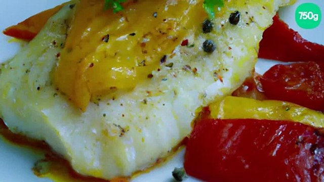 Poisson blanc aux 3 poivrons, tomates provençales et gratin dauphinois d'Elisabète