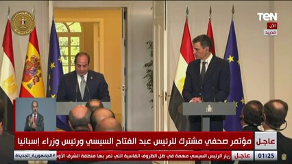 السيسي: أعبر عن إعجابي الشديد لموقف إسبانيا القوي والشجاع وأشيد بقرارها بالاعتراف بالدولة الفلسطينية