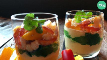 Verrine de crevettes, crabe et kakis