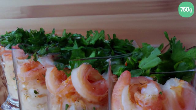 Verrines de pâtes aux crevettes
