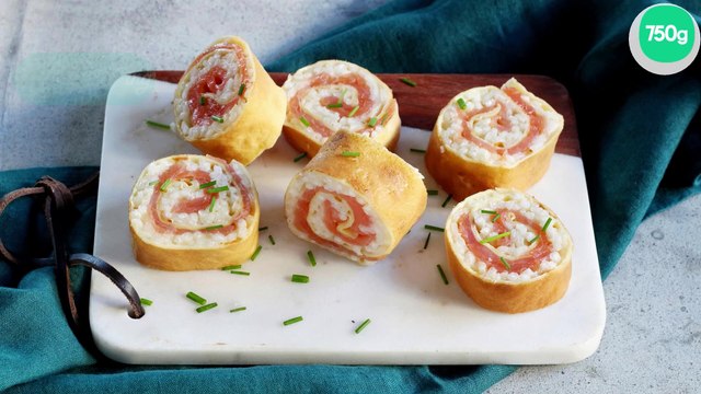 Maki de crêpes au risotto et saumon fumé
