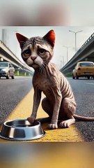 ये बेचारी बिल्ली भूख प्यास से रोड पर भीख मांग रही है 😱 mind blowing creators #cat #cats #catlover