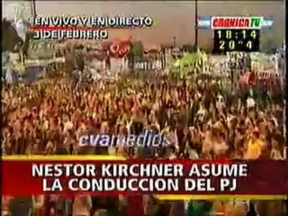 Cristina Kirchner habla en la asunción de Néstor Kirchner en el Partido Justicialista