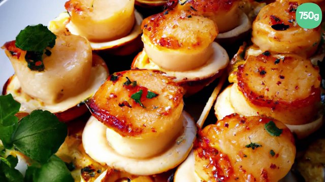 Brochette de Coquille Saint-Jacques aux pommes et beurre de Calvados