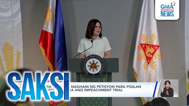 VP Sara Duterte, naghain ng petisyon para pigilan ng Korte Suprema ang impeachment trial laban sa kanya | Saksi