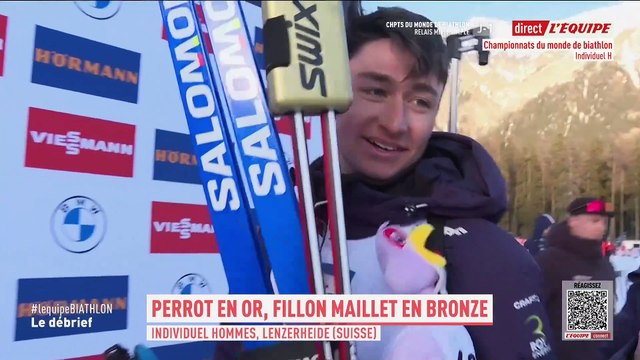 Champion du monde, Eric Perrot se fait raser la tête - Biathlon - Mondiaux (H)