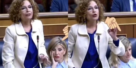 ¡Qué esperpento! Vean la imperdible reacción de Yolanda Díaz durante el discurso de 'Marisú' Montero