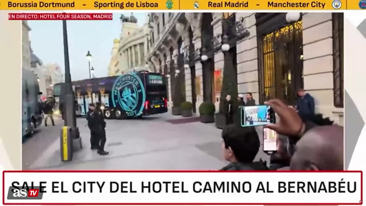 El BUS del MANCHESTER CITY ya va camino del BERNABÉU: HAALAND y GUARDIOLA los más aclamados antes del REAL MADRID