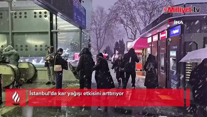İstanbul'da kar yağışı etkisini arttırıyor