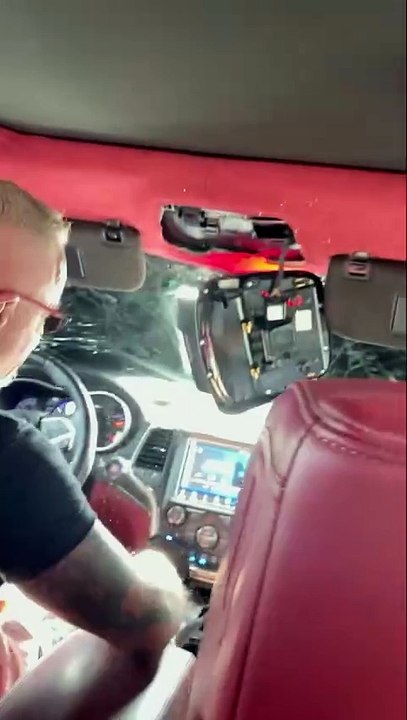 Speeding Car's Hood Flies Open and Shatters Windshield