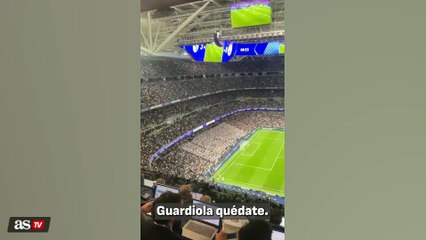 Cánticos de "Guardiola quédate" en el Bernabéu
