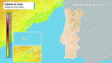 Rajadas de vento para o território português até ao meio-dia de sábado