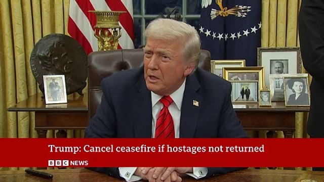 009. Trump says Gaza ceasefire should be cancelled unless all Israeli hostages freed _ BBC News