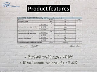 B3E-VB is a SOT23 package P-Channel field effect MOS tube