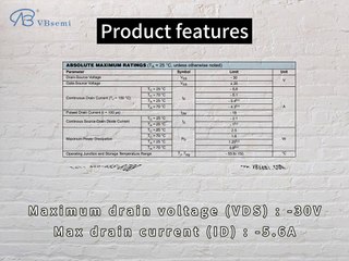 LML9301G-VB is a SOT23 package P-Channel field effect MOS tube