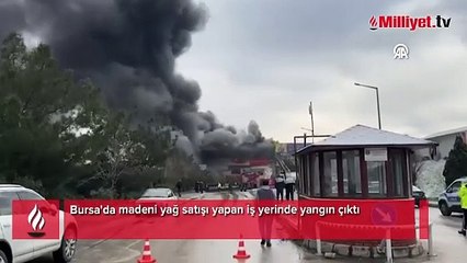 Bursa'da madeni yağ satışı yapan işyerinde yangın