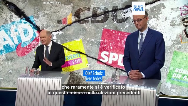 Germania, Olaf Scholz e Friedrich Merz si affrontano nell'ultimo dibattito in vista delle elezioni