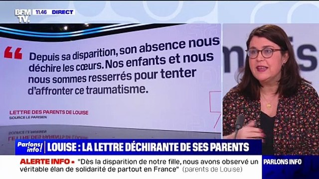 Son absence nous déchire les cœurs : les parents de Louise publient une lettre 13 jours après la mort de la jeune fille
