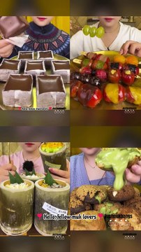 #119 Desserts Mukbang ASMR | Chocolate iceberg lava, tanghulu / candied fruits #cakes #desserts