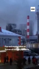 Fire and smoke billow at Russia oil refinery