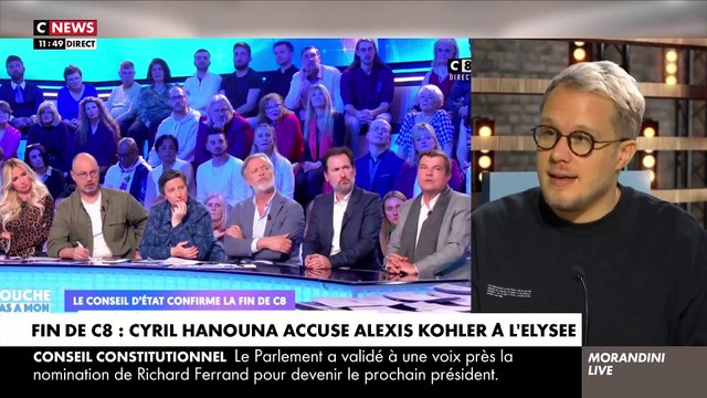 Invité de Morandini Live , le chroniqueur de TPMP et producteur Guillaume Genton s'exprime sur la fin de C8: C'est un drame pour la démocratie, c'est un drame pour le public et surtout c'est un drame social - Regardez