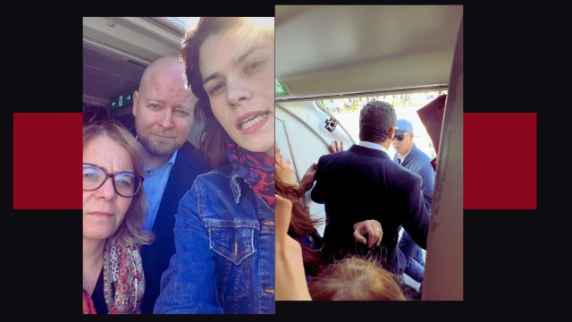 Un grupo de eurodiputados que viajaba al Sáhara Occidental, entre los que se encuentra Isa Serra, retenidos ilegalmente en el avión