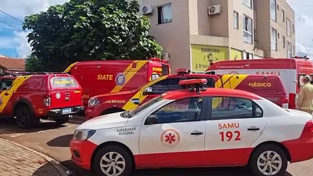 Grande efetivo é mobilizado após criança cair de janela de prédio no Cascavel Velho