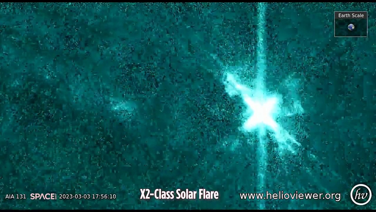 Sun Eruption With Powerful X2-Class Flare Footage