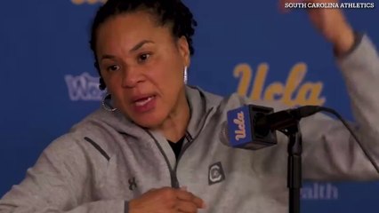 Dawn Staley reacts to South Carolina’s loss to UCLA. Just the second defeat for the Gamecocks in last two years