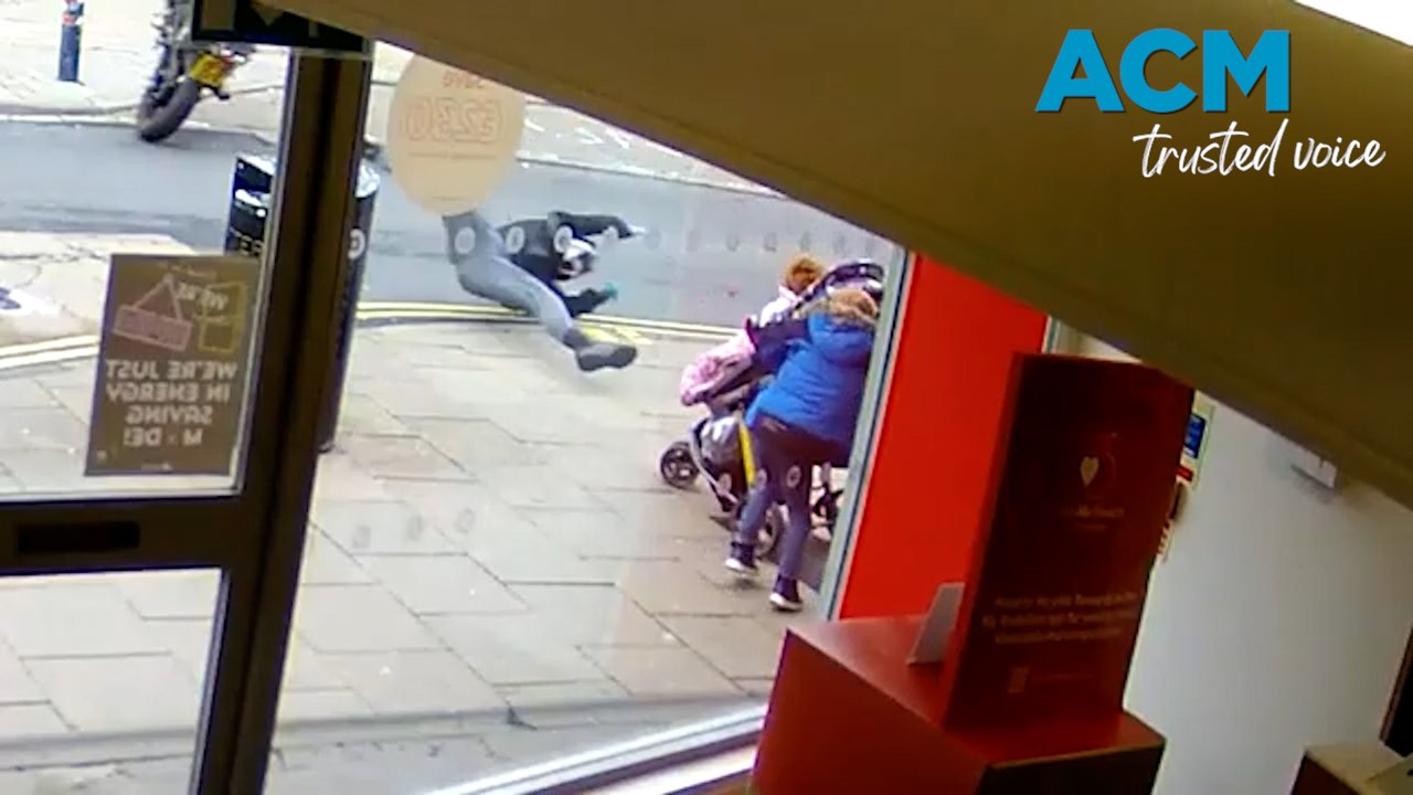 Scary moment motorbike thief launched into air in police dashcam chase