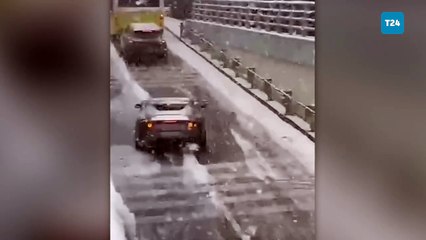 Milyonluk lüks aracın karla imtihanı