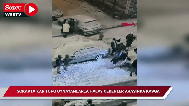 Sultangazi'de sokakta kar topu oynayıp halay çekenkenler arasında kavga çıktı