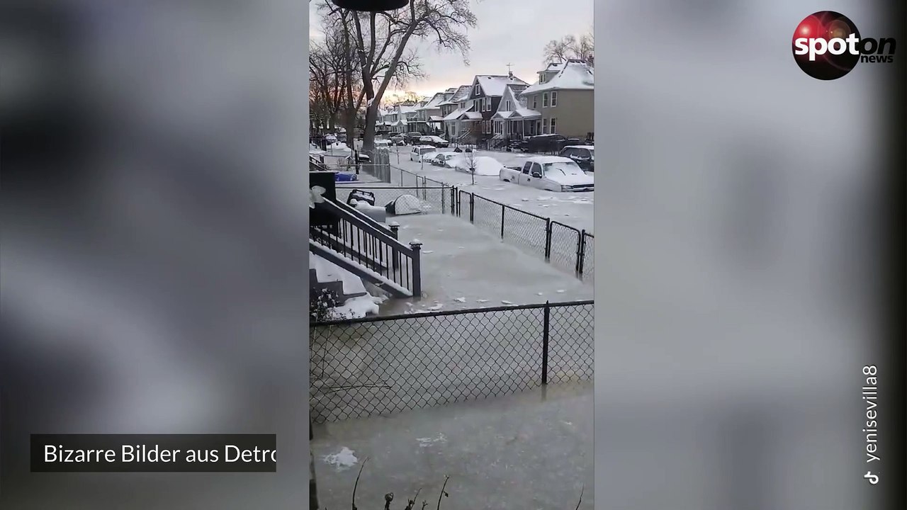 Bizarre Bilder: Ganzer Stadtteil steckt in Packeis fest