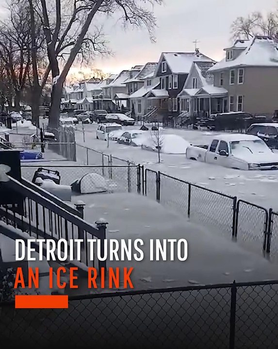 Detroit Turns into an Ice Rink
