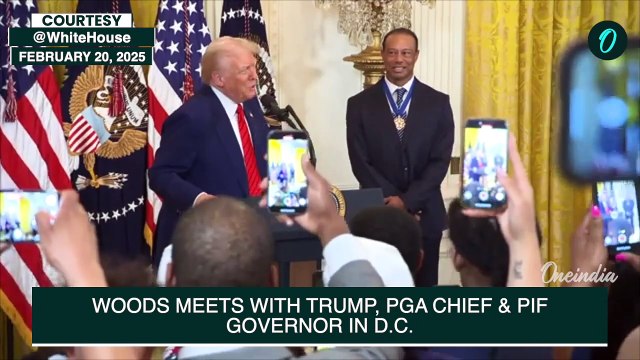 Watch Tiger Woods' Surprise Appearance with Trump at White House Black History Month Event
